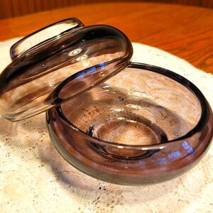 WATERFORD Amethyst Evolution Urban Safari Small Bowls Purple Art Glass Set Of 2